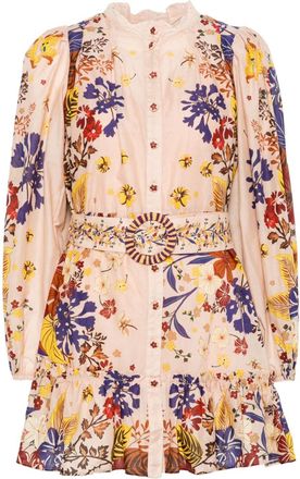 Farm Rio bouquet puff-sleeve mini dress - Pink