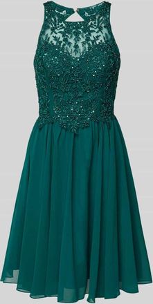 Laona Cocktailkleid mit floralen Stickereien und Ziersteinen in Bottle, Größe 32