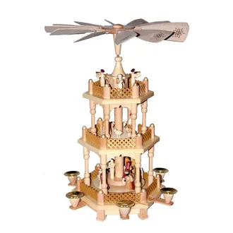 Alexander Taron 16721 - Richard Glaesser Pyramid - 3 tiers - Nativity Scene. Wise men, Shepherds and Angels - 17.25H x 13W x 13D
