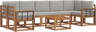 vidaXL Conjunto De Sof&aacute;s De Exterior 8 Uds. Gris Natural Y Claro Vidaxl