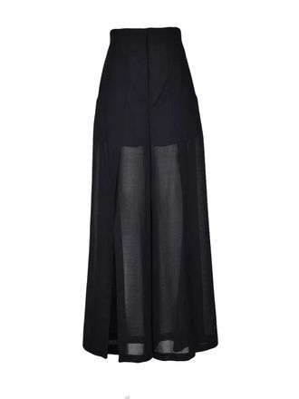 Philosophy di Lorenzo Serafini Black High-Waisted Side Slit Virgin Wool Wide-Leg Pants