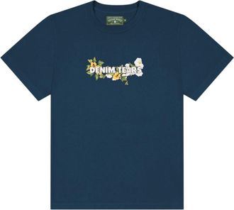 Denim Tears Cotton Floral Logo T-shirt Navy SS25TSL049876
