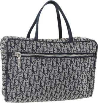 Dior Pre-owned Vintage Trotter Canvas Handtas - Dames - Vintage Handtas - Blauw - ONE Size - Leer - Vintage