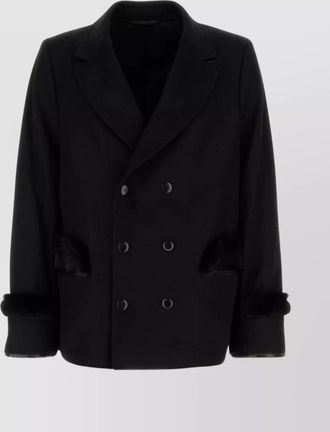 Random Identities wool blend coat fur trim