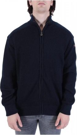 Paul & Shark Zip-Up Vest met Iconische Badge - Heren - Vesten - Blauw - 2XL - Wol - Truien & Vesten