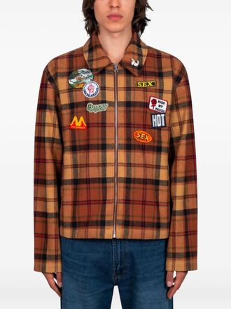 Carne Bollente Giacca-camicia Kiss My Patch a quadri - Arancione