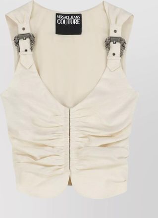 Versace Jeans Couture sleeveless cotton top decorative gathering