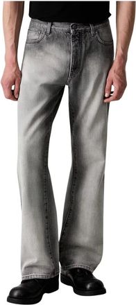 Off-white Jeans met Diagonale Borduurdetails Slim Relaxed - Heren - Jeans - Grijs - Maat: W33 Katoen