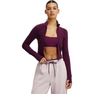 Cotton On Womens Active Ultra Soft Contour Long Sleeve Zip Through in Pickled Beet Marle at Nordstrom, Size X-Small