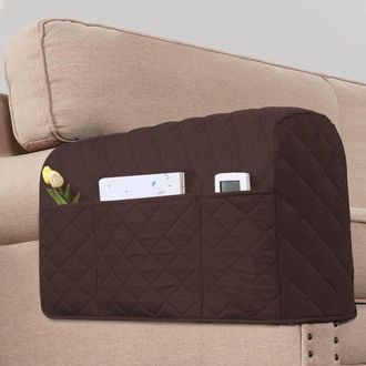 OEM Fundas Para Reposabrazos De Sof&aacute; (2 Unidades), Funda El&aacute;stica Para Sof&aacute;, Con 3 Bolsillos, Aptas Para La Mayor&iacute;a De Sof&aacute;s, Marr&oacute;n Oscuro