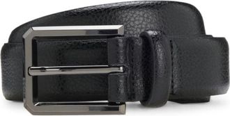 BOSS Grained-leather belt with gunmetal buckle