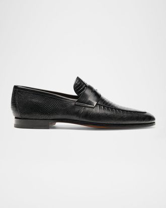 Magnanni Men & apos;s Vincente Lizard Penny Loafers