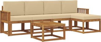 vidaXL Conjunto De Sof&aacute;s De Exterior 6 Uds. Natural Y Beige Vidaxl