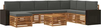 vidaXL Conjunto De Sof&aacute;s De Exterior 9 Uds. Natural Y Antracita Vidaxl