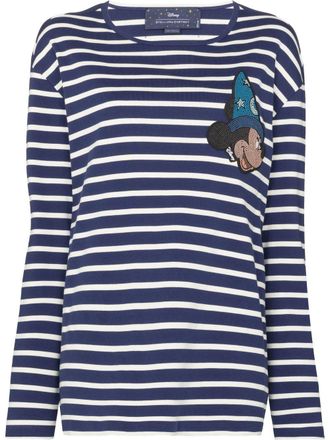 Stella McCartney x Disney Fantasia Mickey striped T-shirt - women - Cotton - M - Blue