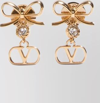 Valentino Garavani vlogo bow crystal drop charm earrings