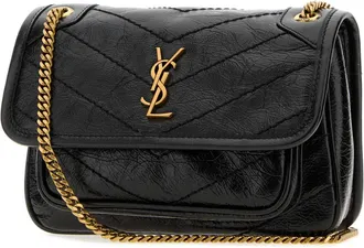 Saint Laurent Womens Niki Mini Shoulder Bag Black Calf