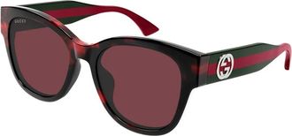 Gucci Cat-eye zonnebril met webdetail - Dames - Accessoires - Bruin - Maat: 56 MM