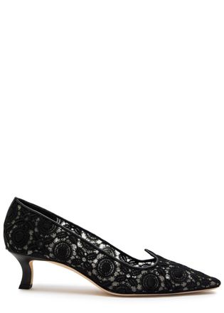 Manolo Blahnik Euridi 50 Lace Pumps - Black