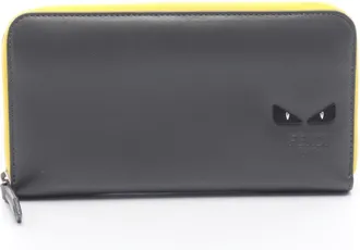 Fendi Gray Yellow Leather Long Wallet (Bi-Fold) (Pre-Owned)