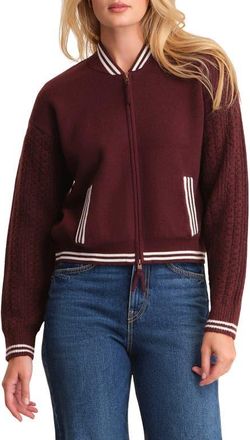 525 america Flynn Cable Sleeve Bomber Sweater Jacket in Oxblood Multi at Nordstrom, Size X-Small