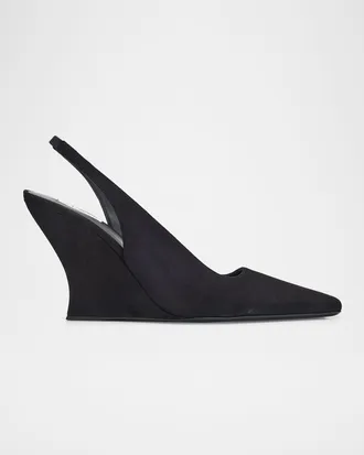 Alaia 90mm Suede Slingback Pumps