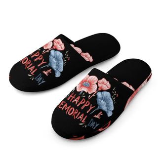 Generic Happy Memorial Day Flower Mens House Slippers Slip Indoor Slipper On Shoes Warm Outdoor