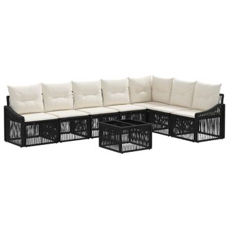 vidaXL Conjunto De Sof&aacute;s De Jard&iacute;n 8 Pcs Negro Rat&aacute;n Sint&eacute;tico Vidaxl
