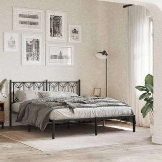 vidaXL Estructura Cama Sin Colch&oacute;n Con Cabecero Metal Negro 150x200 Cm Vidaxl