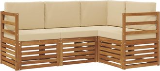 vidaXL Conjunto De Sof&aacute;s De Exterior 4 Uds. Natural Y Beige Poli&eacute;ster Vidaxl
