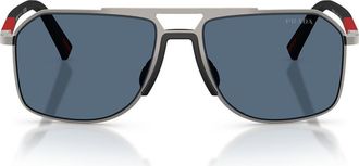 Prada 56mm Pilot Sunglasses in Gunmetal /Dark Blue at Nordstrom