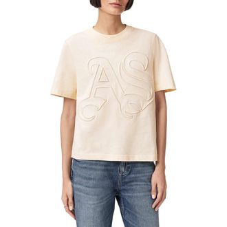 AllSaints Lisa Embroidered Cotton T-Shirt in Pebble White at Nordstrom, Size X-Small
