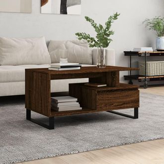 vidaXL Vidaxl - Mesa De Centro Madera Contrachapada Roble Marr&oacute;n 90x49x45 Cm