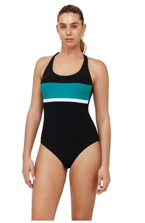 Free Sport By Gottex Aqua Chic Scoop Neck One Piece in Black-Green at Nordstrom, Size 12