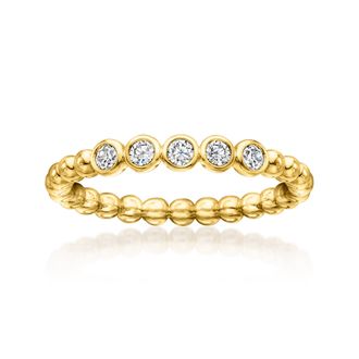 RS Pure by Ross-Simons Bezel-Set Lab-Grown Diamond Beaded Ring in 18kt Gold Over Sterling