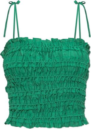 Tory Burch Gedrapeerde Camisole Top - Dames - Tops zonder mouwen - Groen - M - Leer - Tops