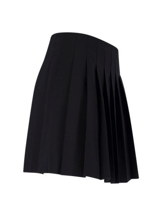 Maison Margiela Pleated Wool Blend Skirt - Black