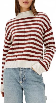 Rails Corrine Mockneck Sweater In Ivory Russet Stripe