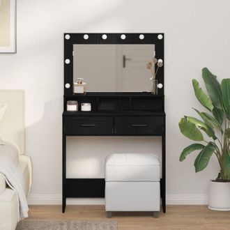 vidaXL Tavolo da Toeletta con cassetto Rovere nero 79 x 41 x 135 cm - Vidaxl