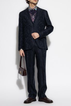 Etro Linen Blazer, Mens, Navy Blue