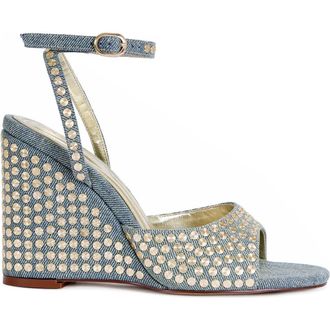 Azalea Wang Matteus Wedge Sandal in Denim at Nordstrom, Size 8.5
