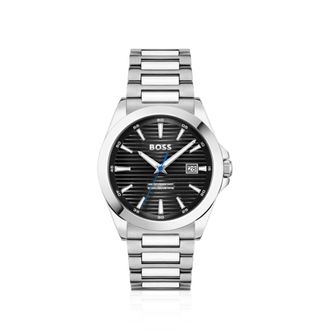 BOSS Strike silver-tone watch with ridged dial