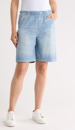 ECRU Mirage Denim Printed French Terry Shorts in Light Wash at Nordstrom Rack, Size X-Small