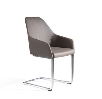 Pondecor Interiorismo Set de 2 sillas PANDORA con patas cromadas y polipiel marr&oacute;n