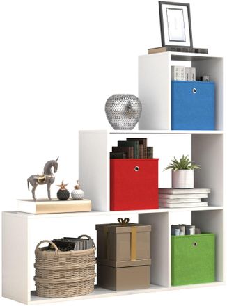 ebuy24 Ebuy24 - Soporte De Madera Vcm Estante De Escalera Estante Escalonado Soporte De Estante Divisor De Sala De Estanter&iacute;a Dubila M (blanco)
