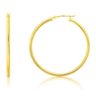 MAX + STONE Solid 10k or 14k Gold 2mm Thick Tube Hoop Earrings 12MM to 50MM