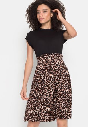 Lascana Jerseykleid LASCANA, Damen, Gr. 34, N-Gr, schwarz (schwarz, leo, bedruckt), Jersey, Obermaterial: 100% Viskose, animal-print, bedruckt, figurumspielen