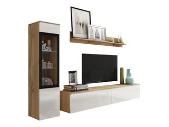 Mirjan24 Conjunto De Sal&oacute;n Mirfivo 100, Roble Wotan + Blanco Brillante