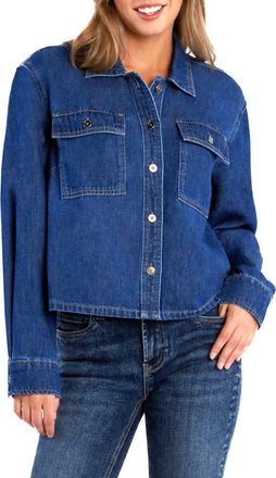 Wash Lab Denim Lilou Boxy Denim Button-Up Shirt in Midnight Blue at Nordstrom, Size X-Large