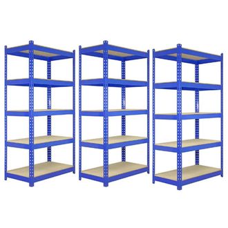 MonsterShop 3 x Q-Rax Blue Metal Racking Units 120 x 50 x 180cm | Size: 120 x 50 x 180 cm